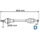 Kép 1/2 - Renault Laguna II 2.0 16V új utángyártott féltengely bal oldal 694mm GRESA 2002-2007-ig 8200405334