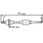 Kép 1/2 - Renault Laguna II 2.0 16V új utángyártott féltengely jobb oldal 934mm GRESA 2002-2006-ig 7711368621