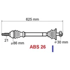 Kép 2/2 - Renault Clio II új utángyártott féltengely ABS gyűrűvel bal oldal 625mm 1998-2010-ig 7700103731, webáruház, alkatrészek
