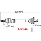 Kép 1/2 - Renault Thalia II új utángyártott féltengely ABS gyűrűvel bal oldal első tengely 630mm 2008-2014-ig GRESA 391014440R, webáruház, alkatrészek