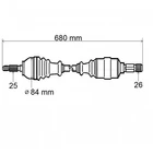 Kép 2/2 - Renault Megane III új utángyártott féltengely bal oldal 680mm 2008-2015-ig GRESA 391016204R, webáruház, alkatrészek