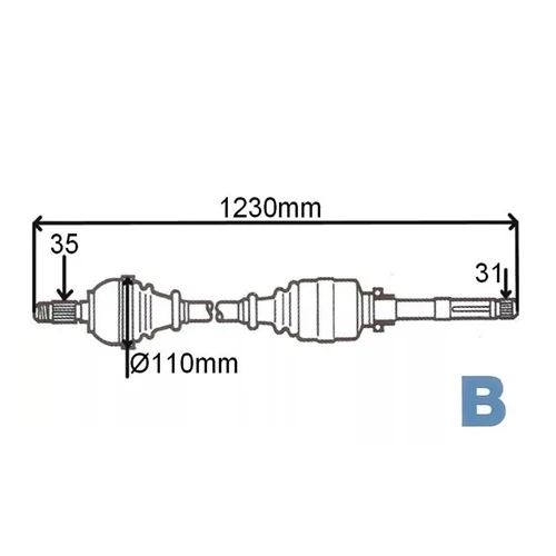 Citroen Jumper/Peugeot Boxer/Fiat Ducato 3.0 HDI új utángyártott féltengely jobb oldal 1199mm GRESA 2006-tól 1608509380  3273PN  3273PX