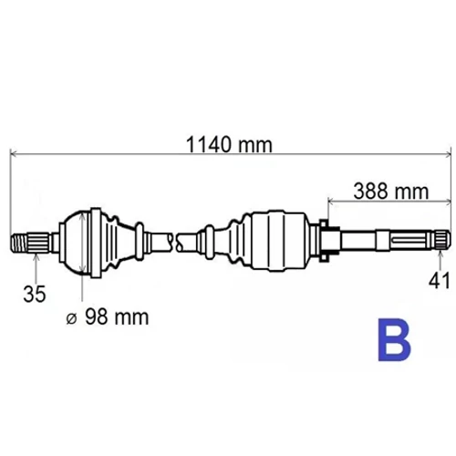 Citroen Jumper/Peugeot Boxer/Fiat Ducato 2.2 HDI/2.3 D új utángyártott féltengely jobb oldal 1140mm GRESA 2006-tól 3273PK