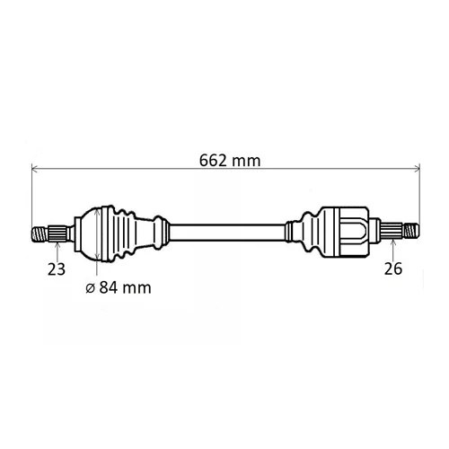 Renault Clio III 1.6 16V/1.5dci új utángyártott féltengely bal oldal 662mm GRESA 2005-2014-ig 8200167512, webáruház, alkatrészek