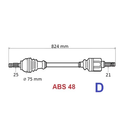 Dacia Duster I-II új utángyártott hátsó féltengely jobb oldal 824mm GRESA 2010-től 8200939996