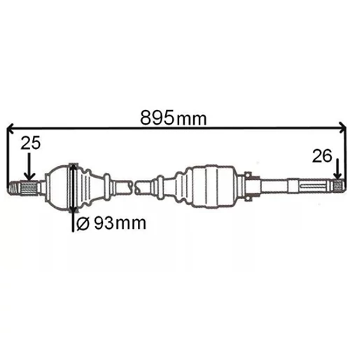 Renault Modus 1.5dci új utángyártott féltengely jobb oldal első tengely 895mm GRESA 2005-2012-ig 8200441340, webáruház, alkatrészek