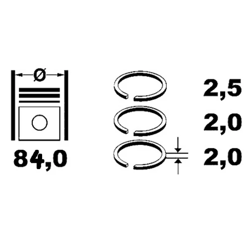 Renault Koleos I 2.0dci új utángyártott dugattyúgyűrű készlet 12db 2008-2016-ig 7701476733