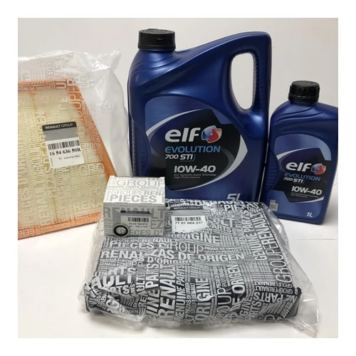 Renault Scenic II 2.0 16V gyári új olajcsere csomag ELF Evo 700STI 10W40 6L + pollenszűrővel 2003-2009-ig